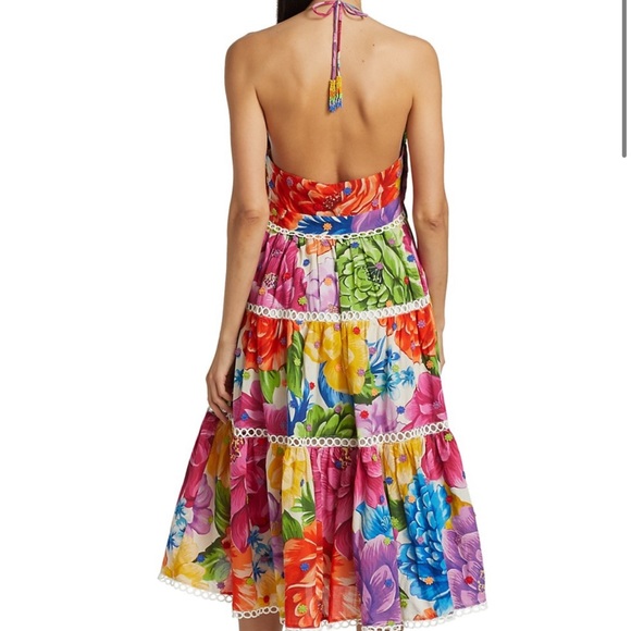 Farm Rio Rainbow Chita Floral-Print Midi Dress Size M - Picture 7 of 13